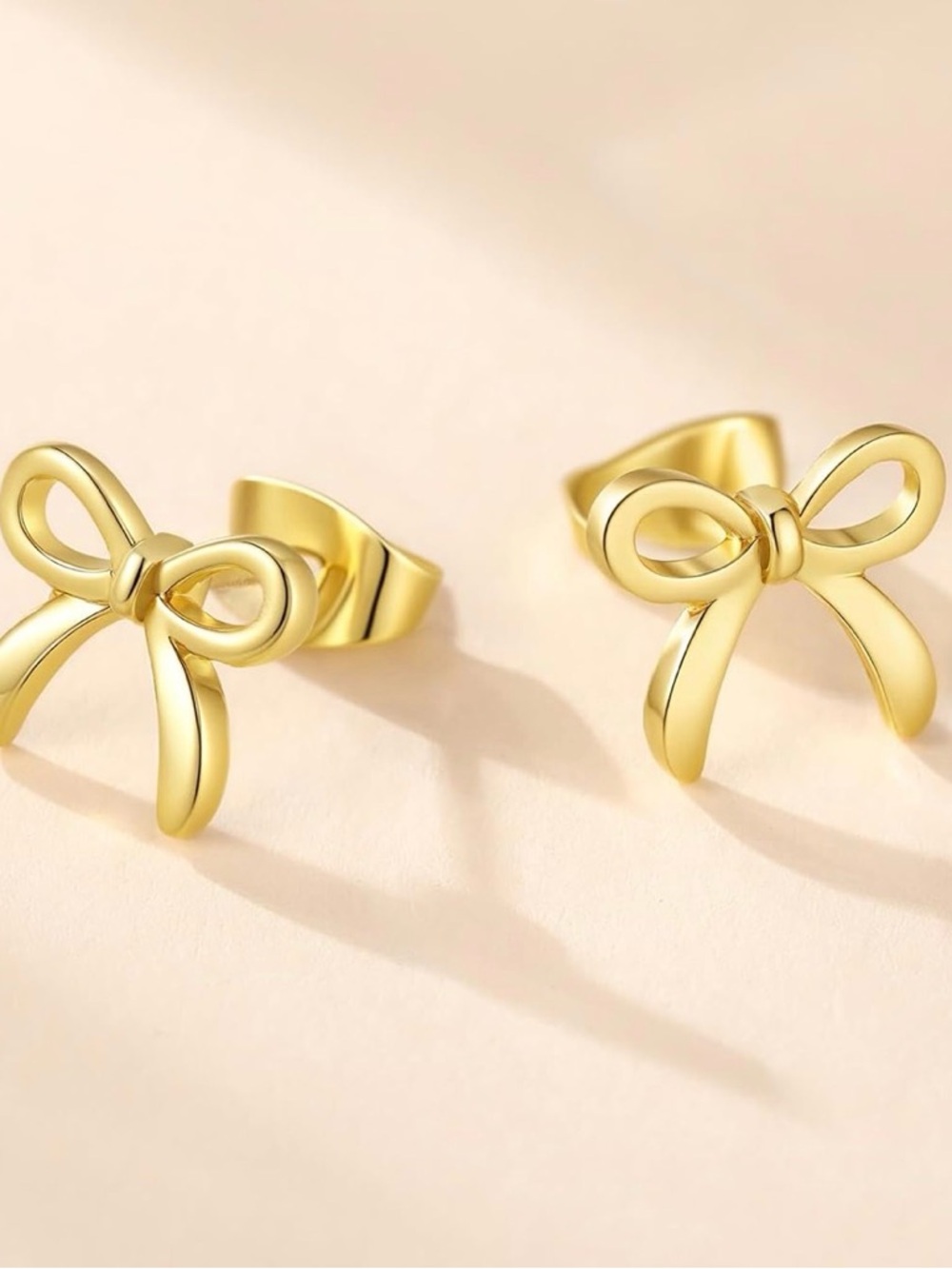 Gold Bow Stud Earrings